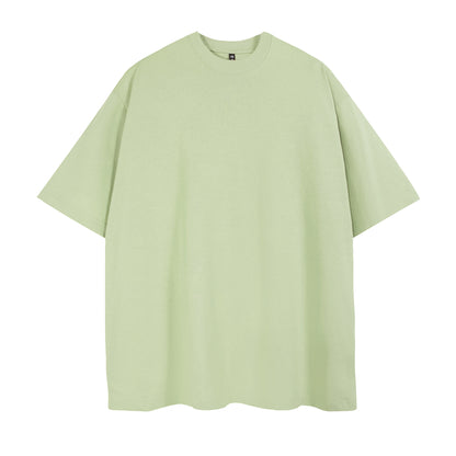 Mens Casual light green Solid Color T-Shirts Dropped shoulder loose fit T-Shirts