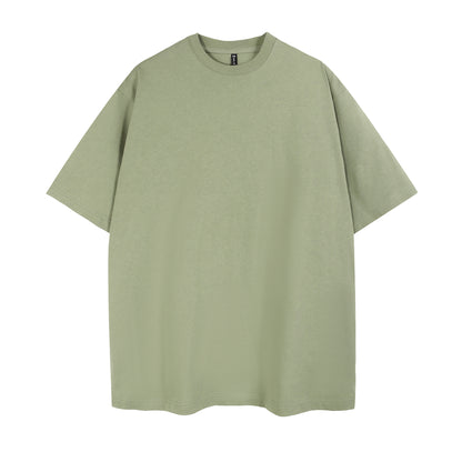 Mens Casual grey green Solid Color Dropped shoulder loose fit T-Shirts