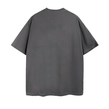 Mens Casual Dark Gray Solid Color T-Shirts Dropped shoulder loose fit T-Shirts