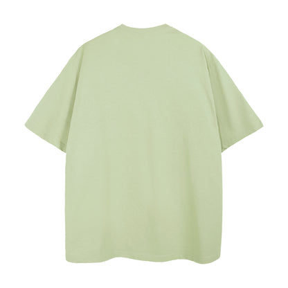 Mens Casual light green Solid Color T-Shirts Dropped shoulder loose fit T-Shirts