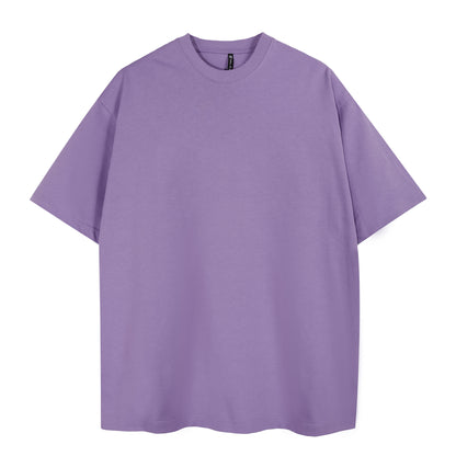 Mens Casual Purple Solid Color T-Shirts Dropped shoulder loose fit T-Shirts