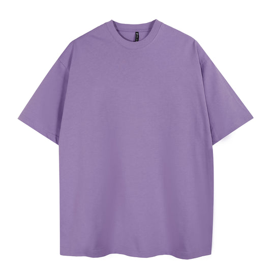 Mens Casual Purple Solid Color T-Shirts Dropped shoulder loose fit T-Shirts