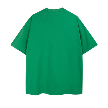 Mens Casual Green Solid Color Dropped shoulder loose fit T-Shirts