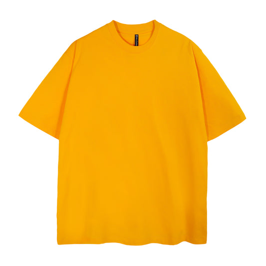 Mens Casual Yellow Solid Color T-Shirts Dropped shoulder loose fit T-Shirts