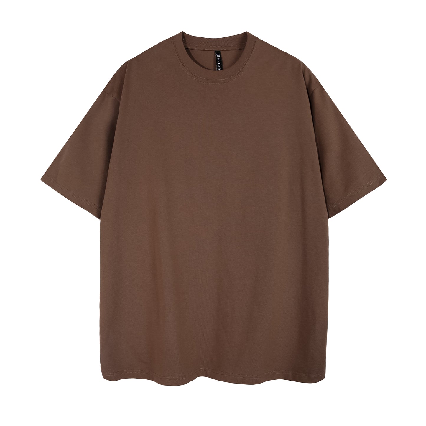 Mens Casual Coffee Solid Color Dropped shoulder loose fit T-Shirts