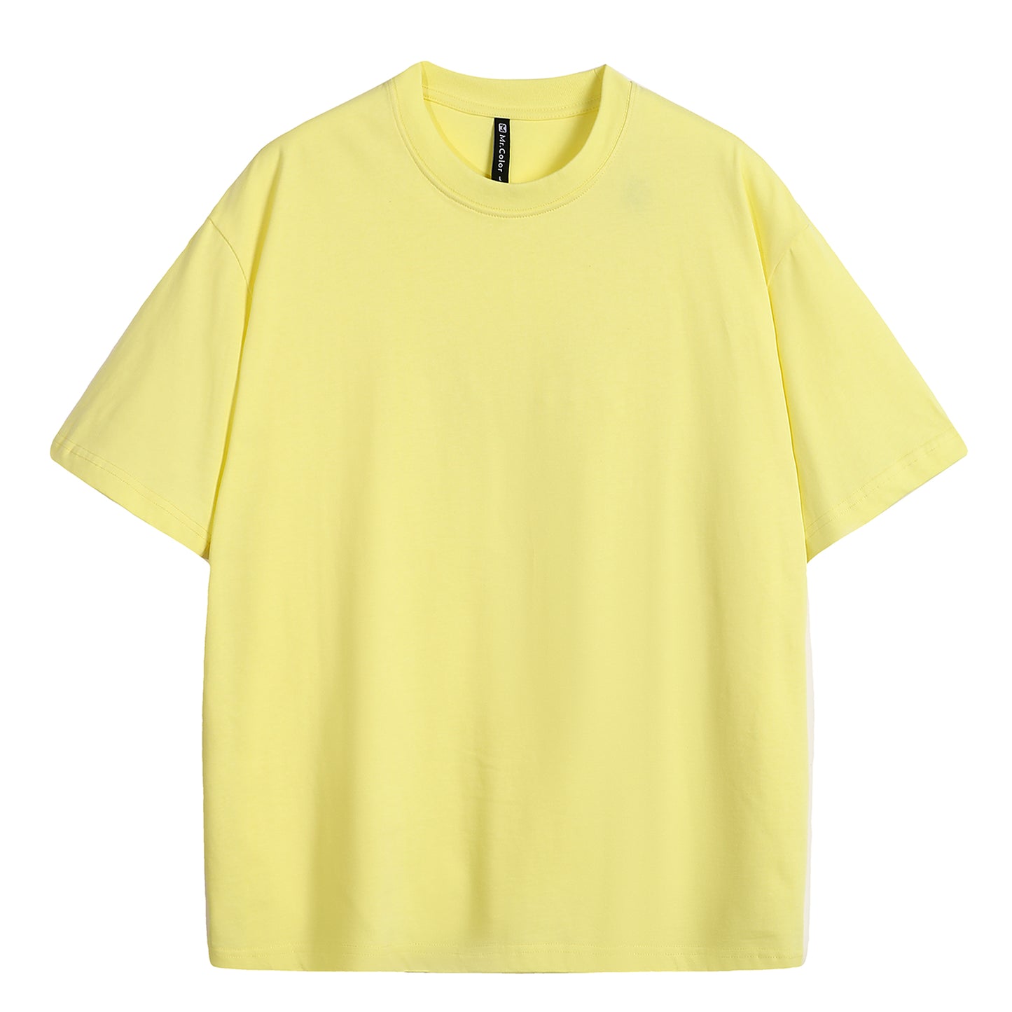 Mens Casual Lemon Yellow Solid Color Dropped shoulder loose fit T-Shirts