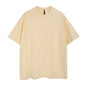 Mens Casual Creamy yellow Solid Color Dropped shoulder loose fit T-Shirts