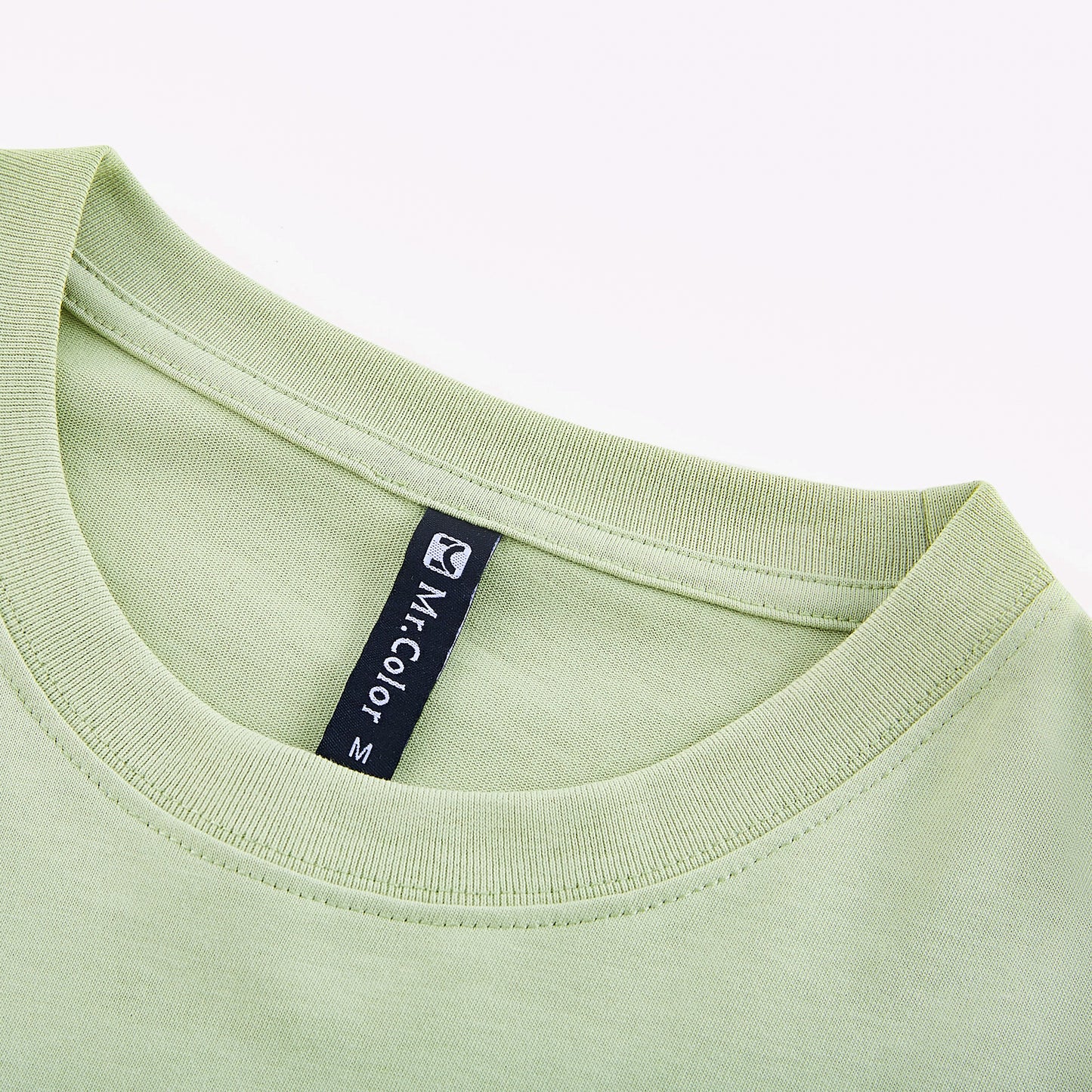 Mens Casual light green Solid Color T-Shirts Dropped shoulder loose fit T-Shirts