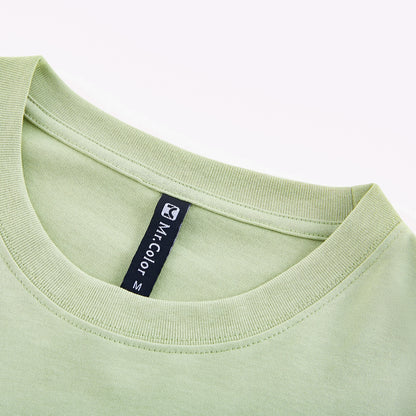 Mens Casual light green Solid Color T-Shirts Dropped shoulder loose fit T-Shirts