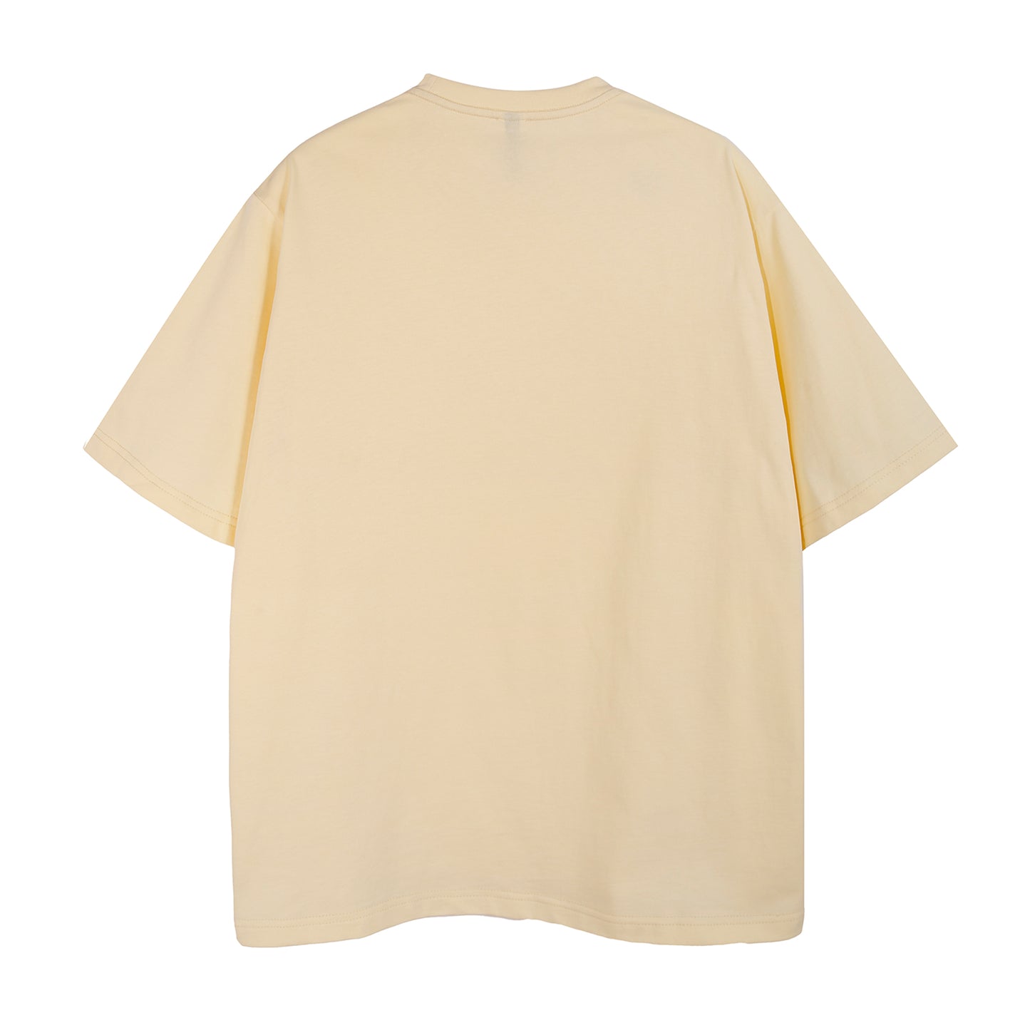 Mens Casual Creamy yellow Solid Color Dropped shoulder loose fit T-Shirts