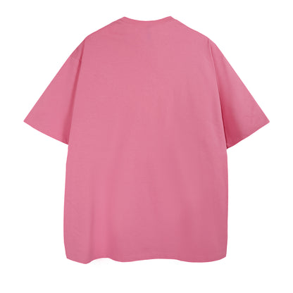 Mens Casual Pink Solid Color T-Shirts Dropped shoulder loose fit T-Shirts