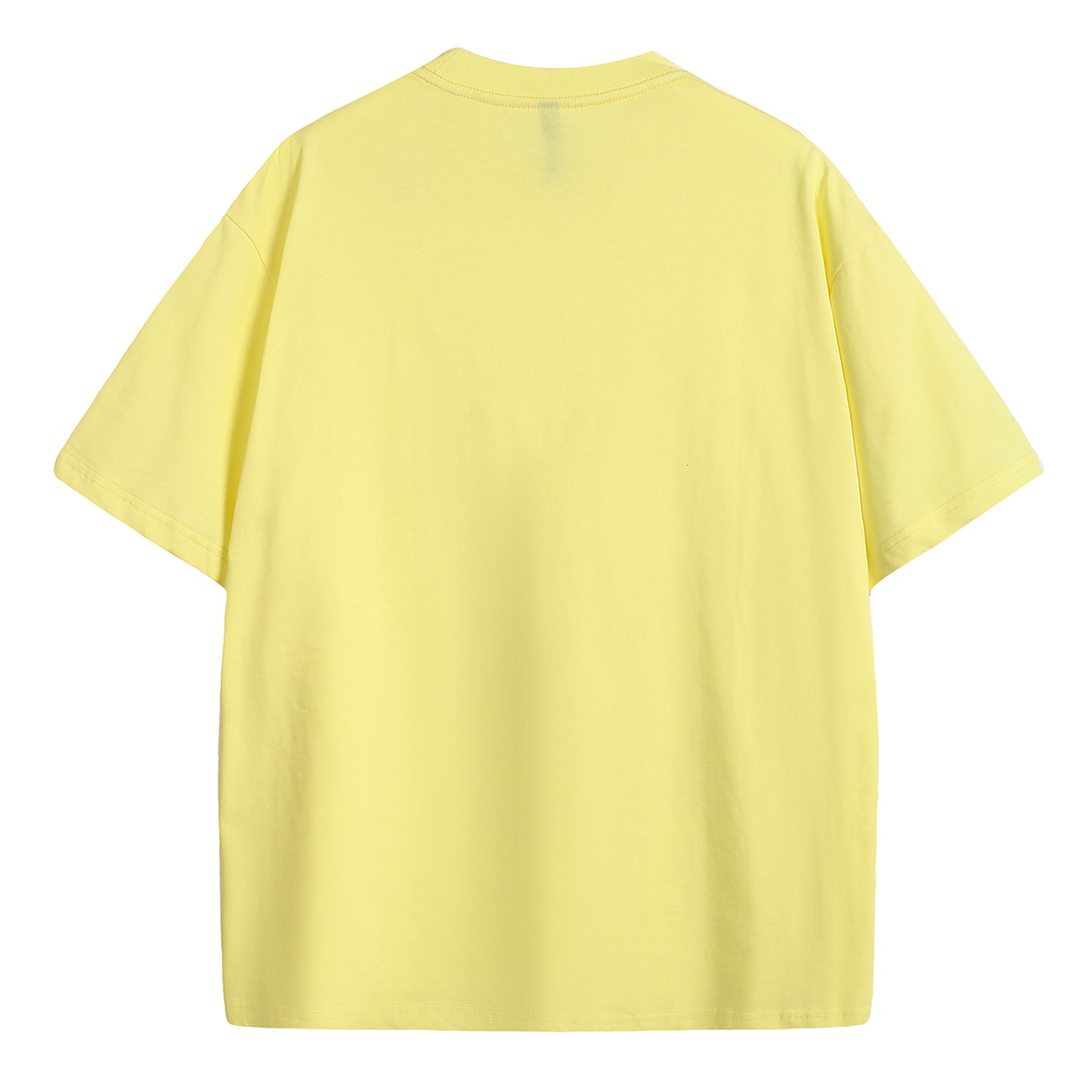 Mens Casual Lemon Yellow Solid Color Dropped shoulder loose fit T-Shirts