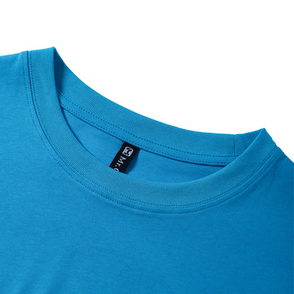 Mens Casual Deep Sky Blue Solid Color Dropped shoulder loose fit T-Shirts