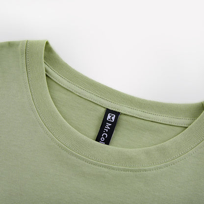 Mens Casual grey green Solid Color Dropped shoulder loose fit T-Shirts