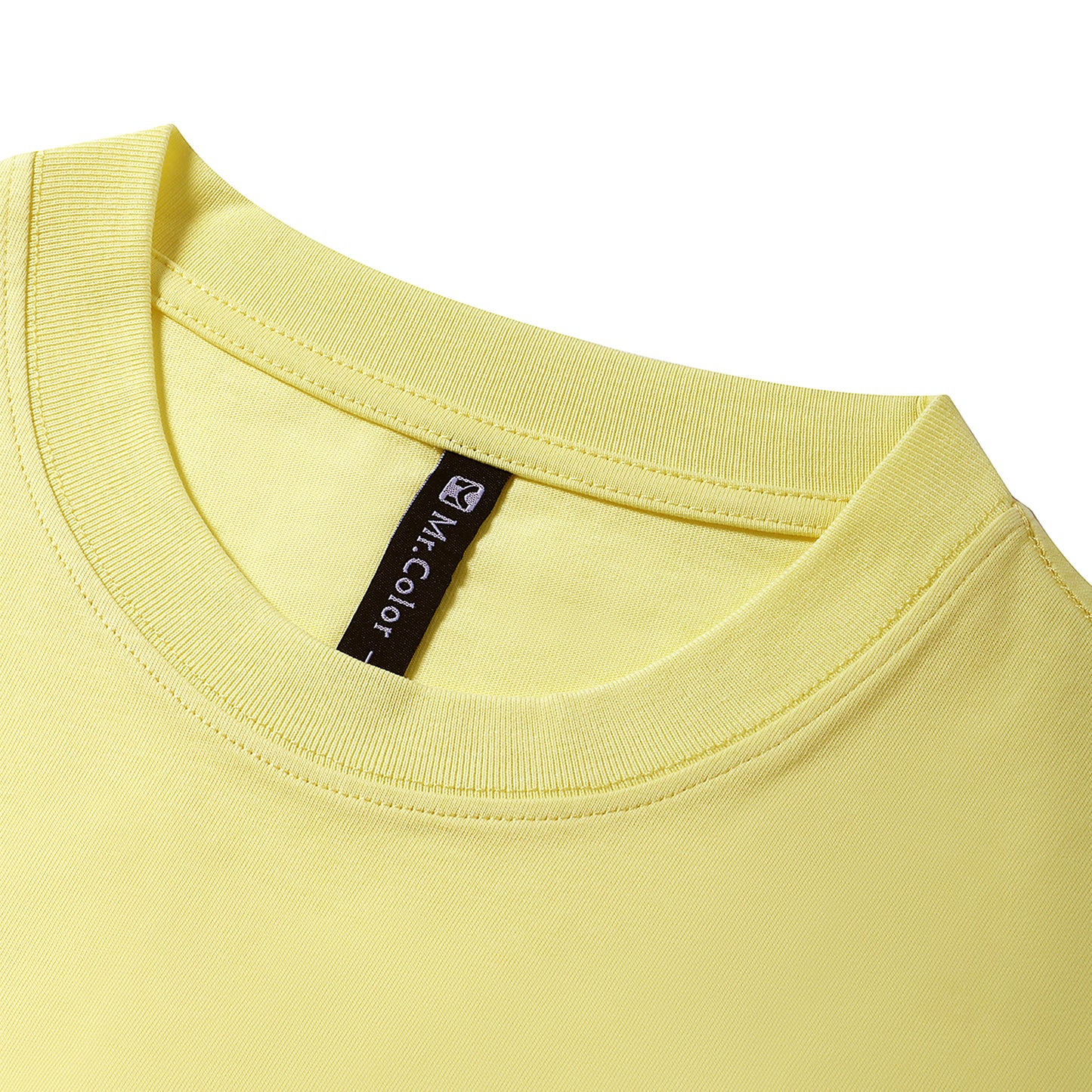 Mens Casual Lemon Yellow Solid Color Dropped shoulder loose fit T-Shirts