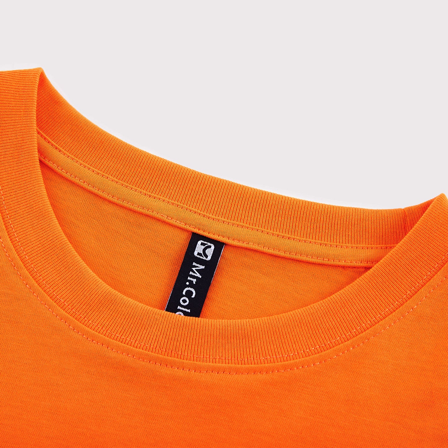 Mens Casual Orange Solid Color T-Shirts Dropped shoulder loose fit T-Shirts