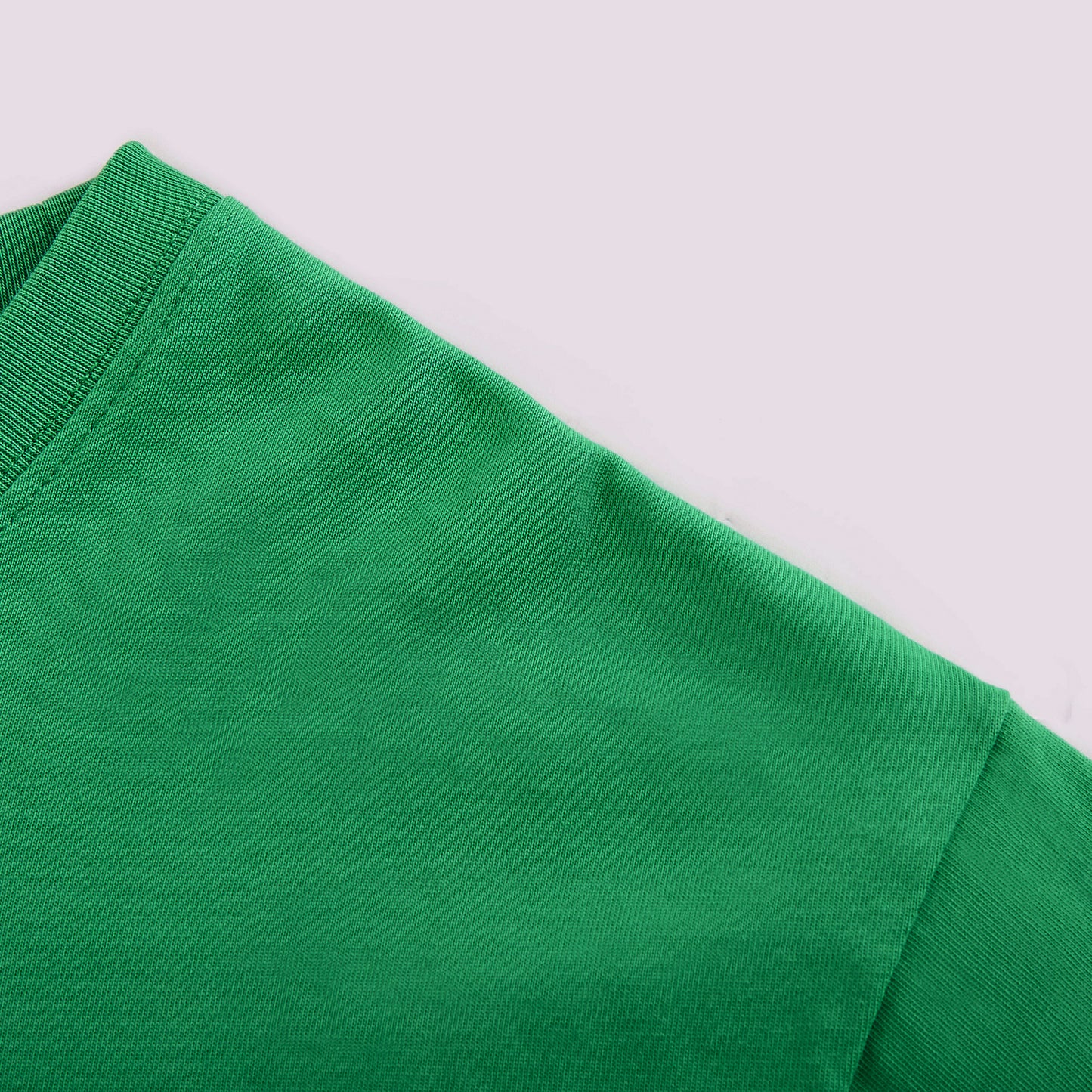 Mens Casual Green Solid Color Dropped shoulder loose fit T-Shirts