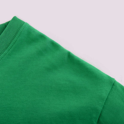 Mens Casual Green Solid Color Dropped shoulder loose fit T-Shirts