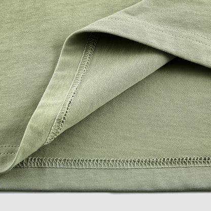 Mens Casual grey green Solid Color Dropped shoulder loose fit T-Shirts