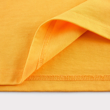 Mens Casual Yellow Solid Color T-Shirts Dropped shoulder loose fit T-Shirts