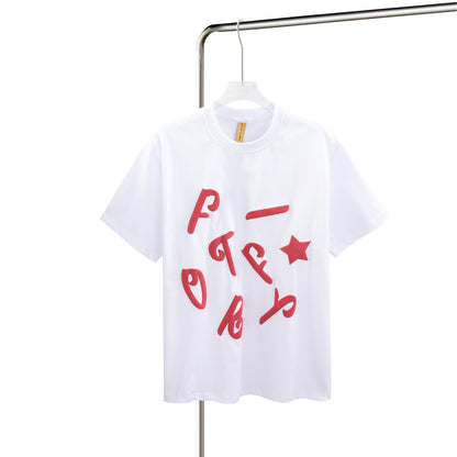 Unisex Graphic Tees Letter Print Short Sleeve Shirts Summer Streetwear T-Shirt Tops